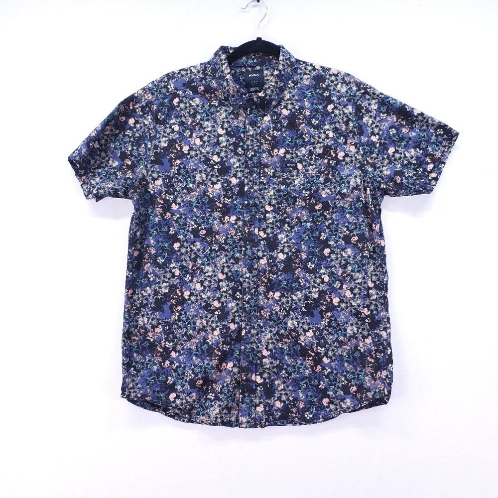 RVCA Shirt Mens Large Slim Fit Button Down Multicolor Abstract Cool Pattern